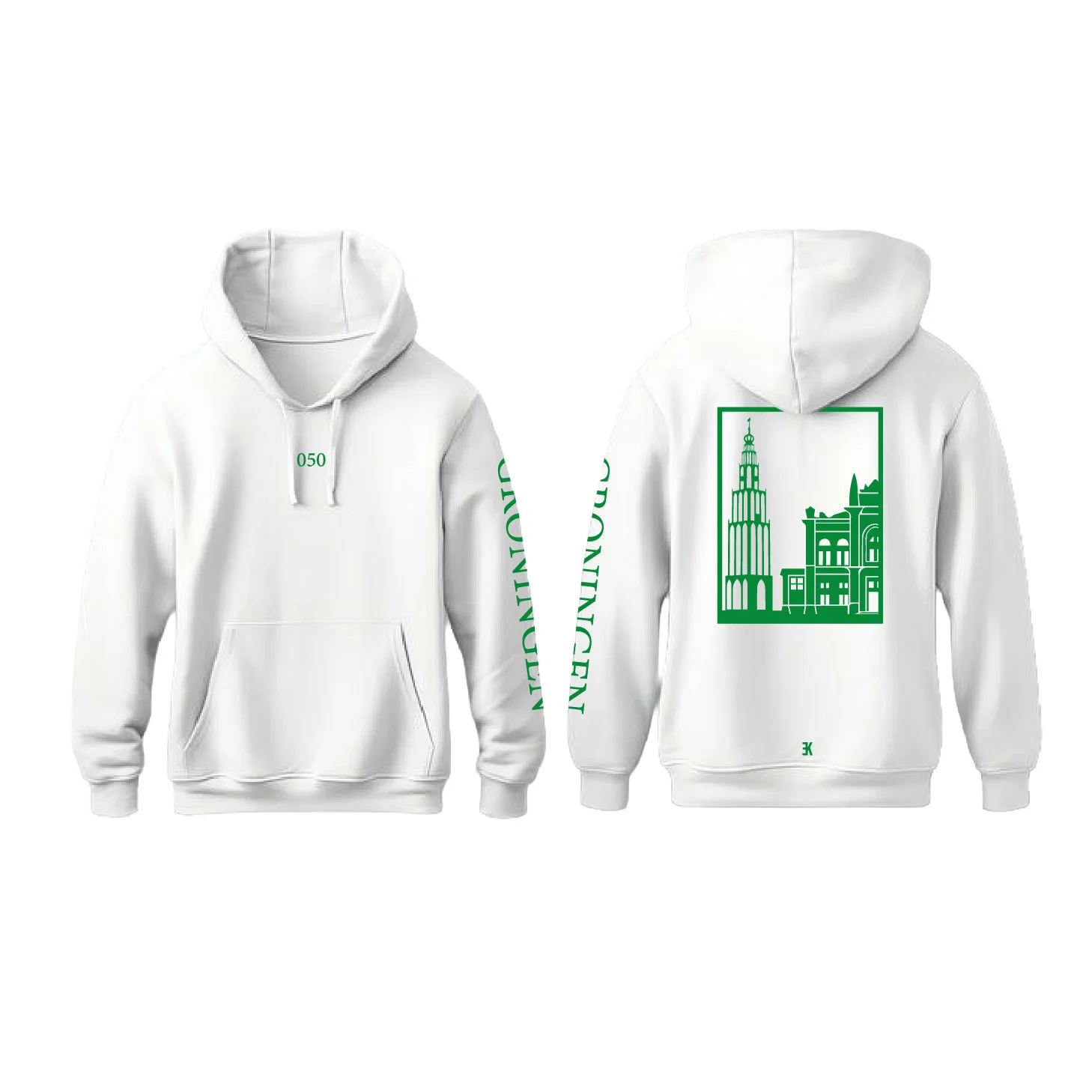 Groningen Stad Hoodie - Groningen hoodie wit vlak groen web - Groningen Stad Hoodie O17269
