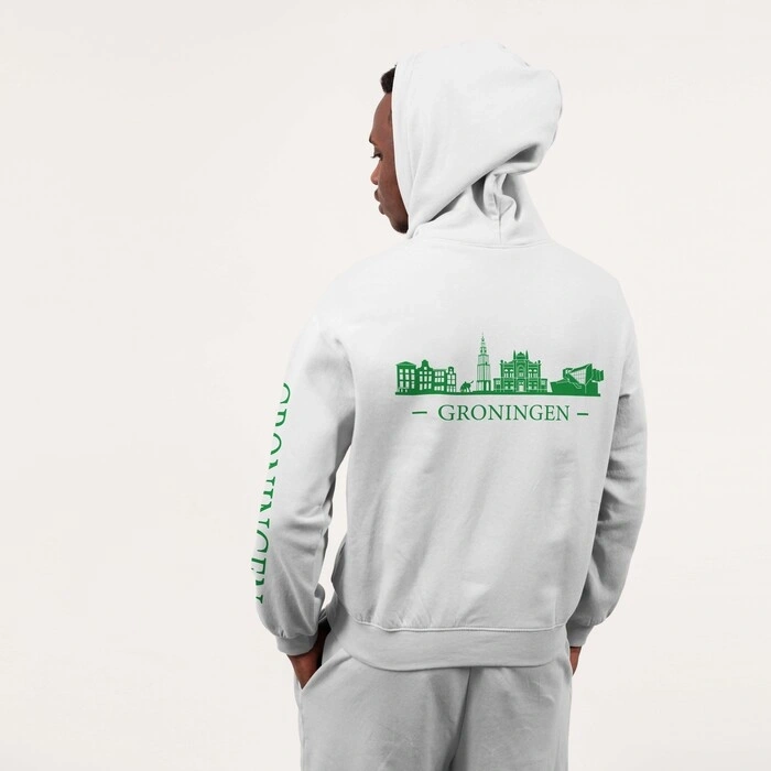 Groningen Skyline Hoodie - Hoodie wit skyline groen groningen 3 - Groningen Skyline Hoodie O17544