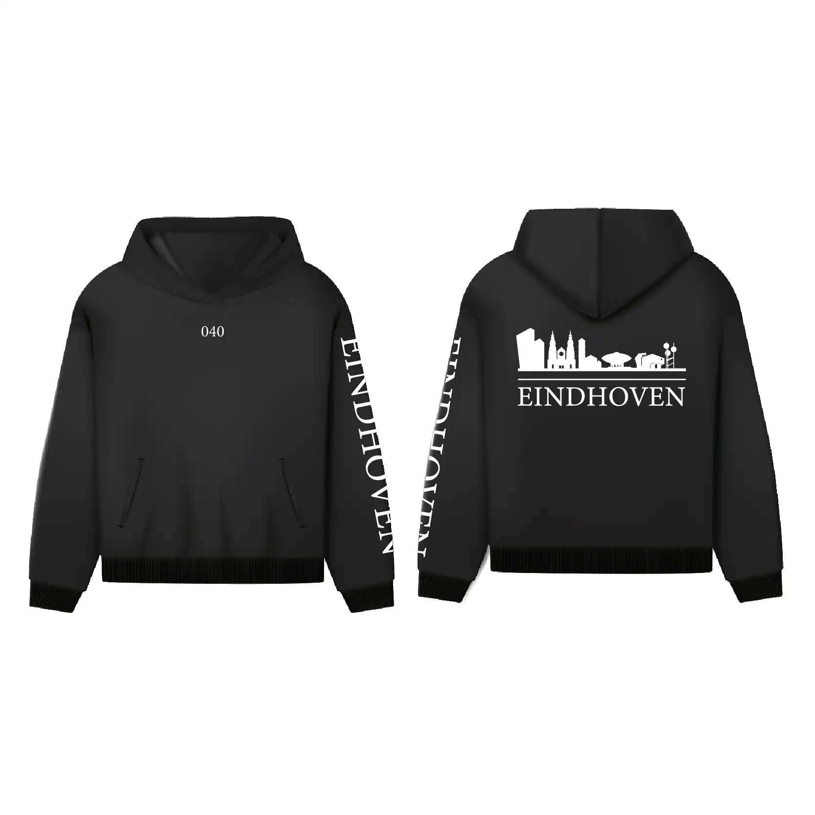 Skyline Eindhoven Hoodie - Hoodie zwart eindhoven opdruk wit skyline 4 - EK8214