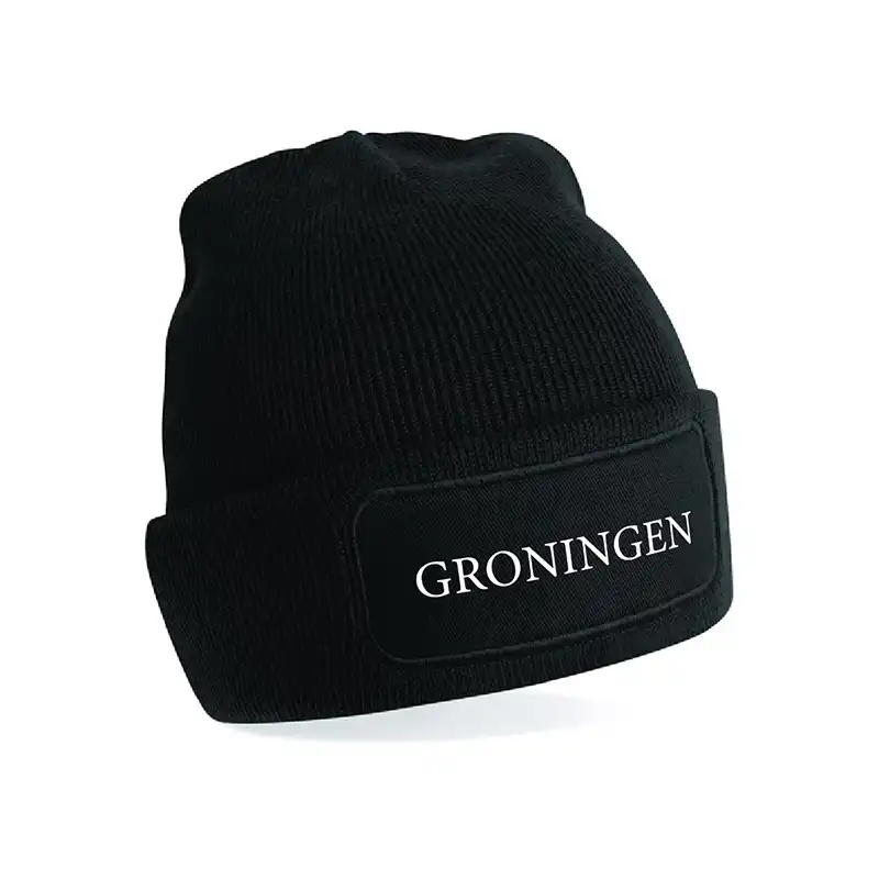 Groningen Muts - Muts groningen tekst wit 1 - EK29487