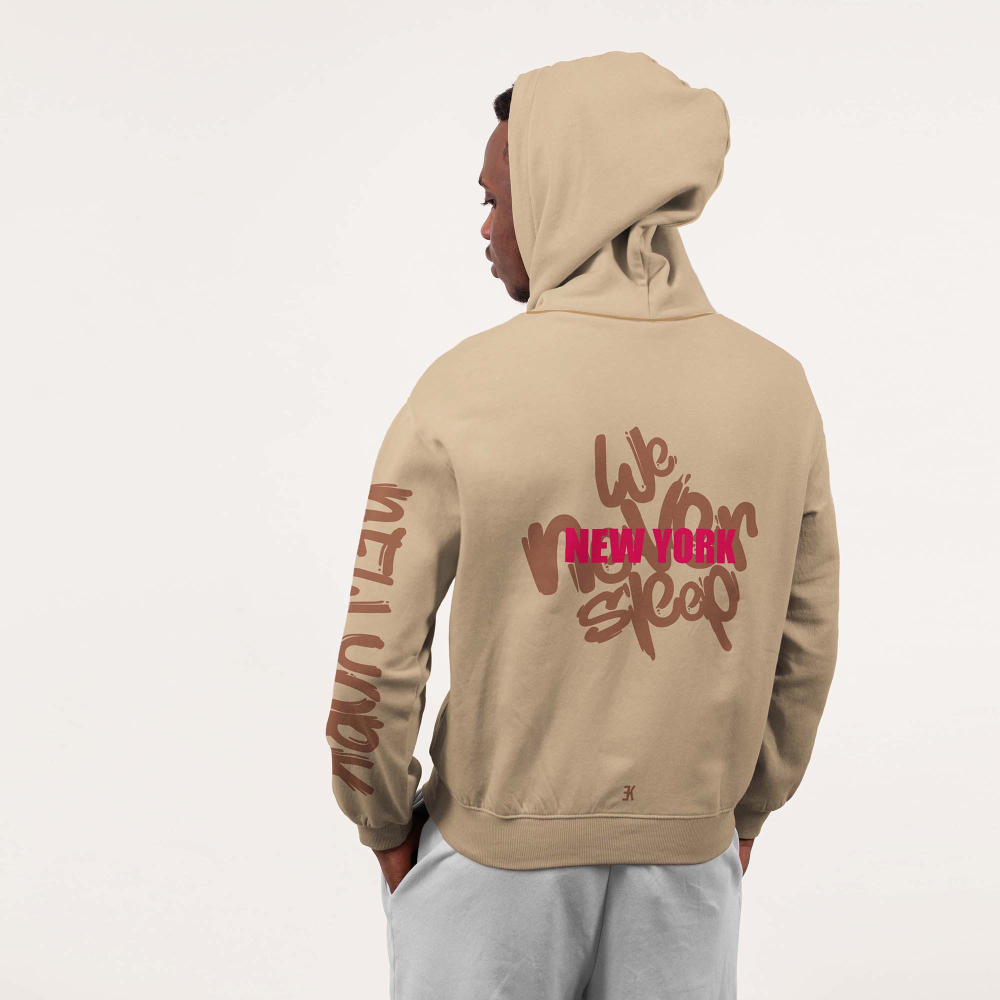 New York Hoodie - Newyork hoodie model beige 4 - New York Hoodie 3