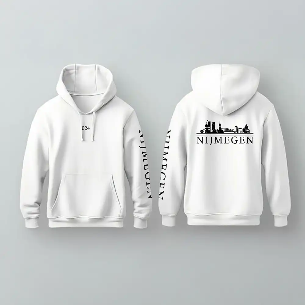 Skyline Nijmegen Hoodie - Nijmegen hoodie wit skyline zwart 1 - Skyline Nijmegen Hoodie  (zwart met rood)