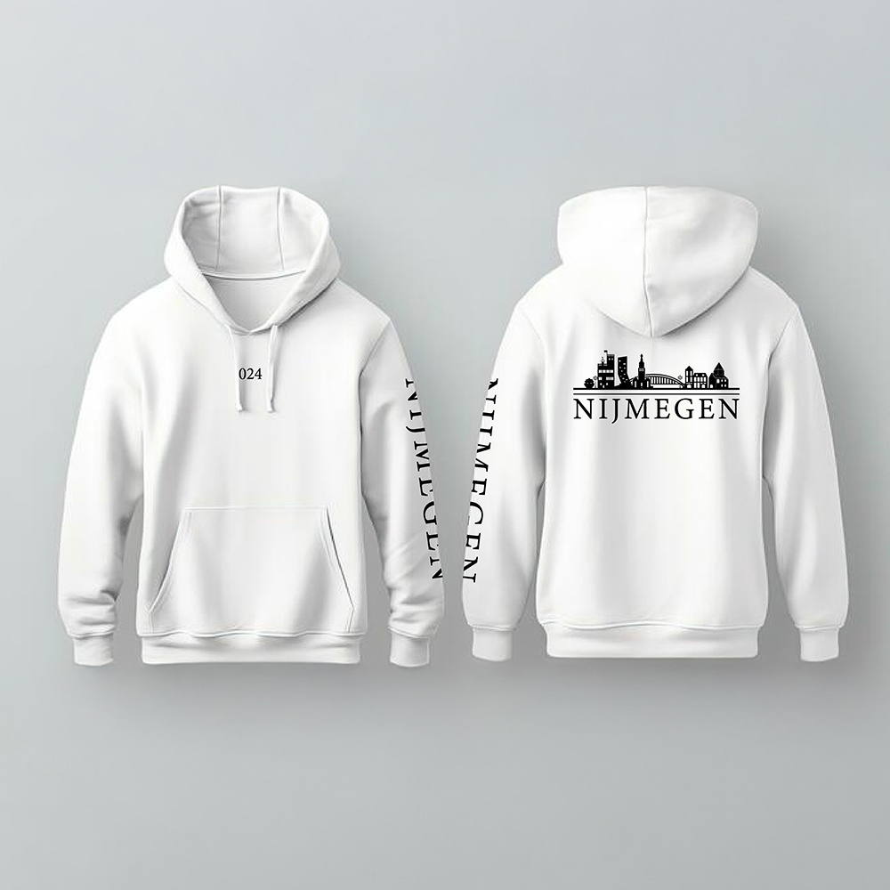 Skyline Nijmegen Hoodie - Nijmegen hoodie wit skyline zwart - Skyline Nijmegen Hoodie 