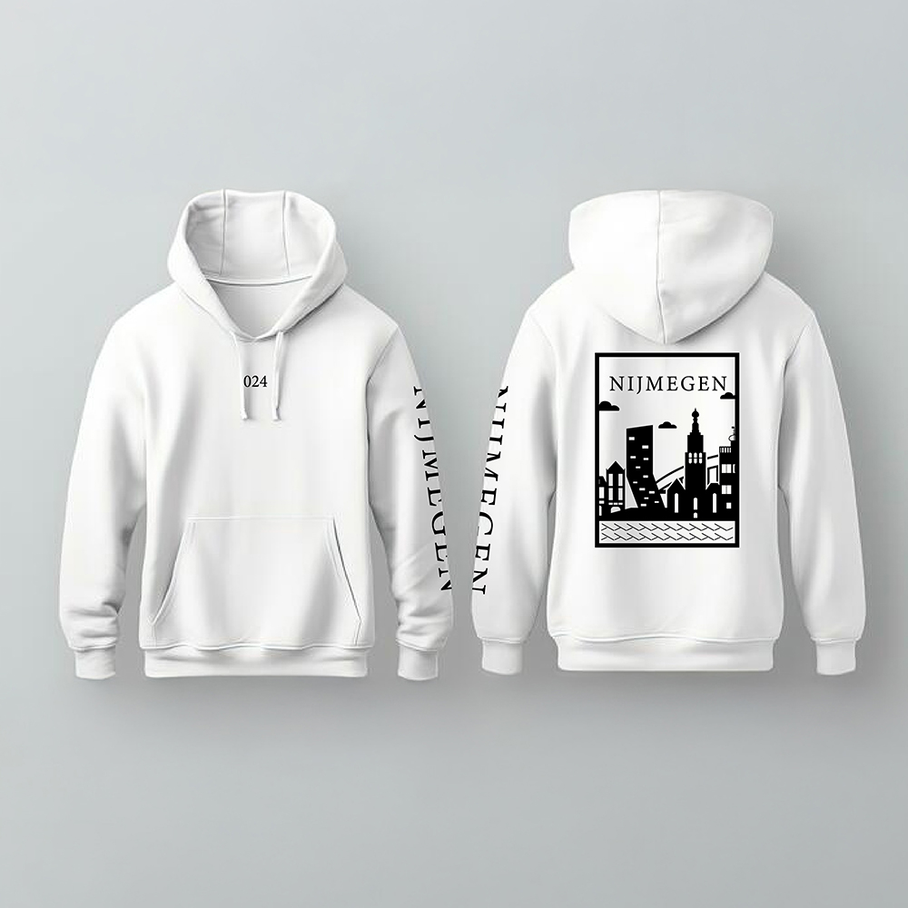 Nijmegen Hoodie - Nijmegen hoodie wit vlak zwart 1 - Nijmegen Hoodie (zwart met rood)