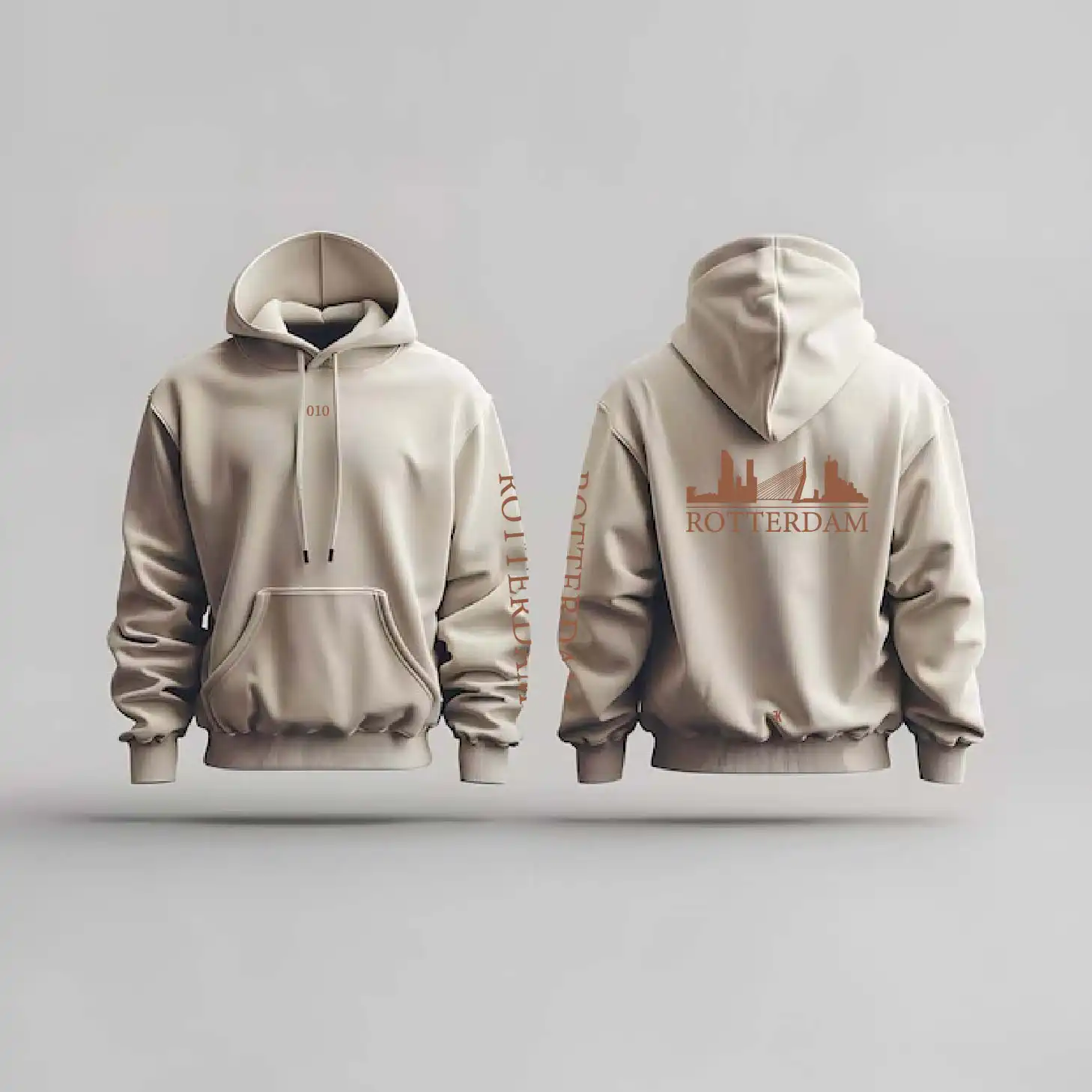 Skyline Rotterdam Hoodie - Rotterdam hoodie beige skyline 2 - Skyline Rotterdam Hoodie  (21120)