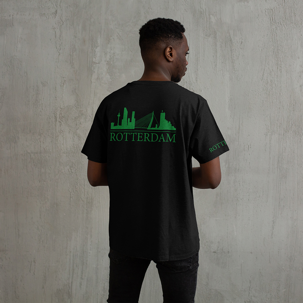 Skyline Rotterdam Shirt - Rottrdm shirt zwart skyline groen - Skyline Rotterdam Shirt O14466