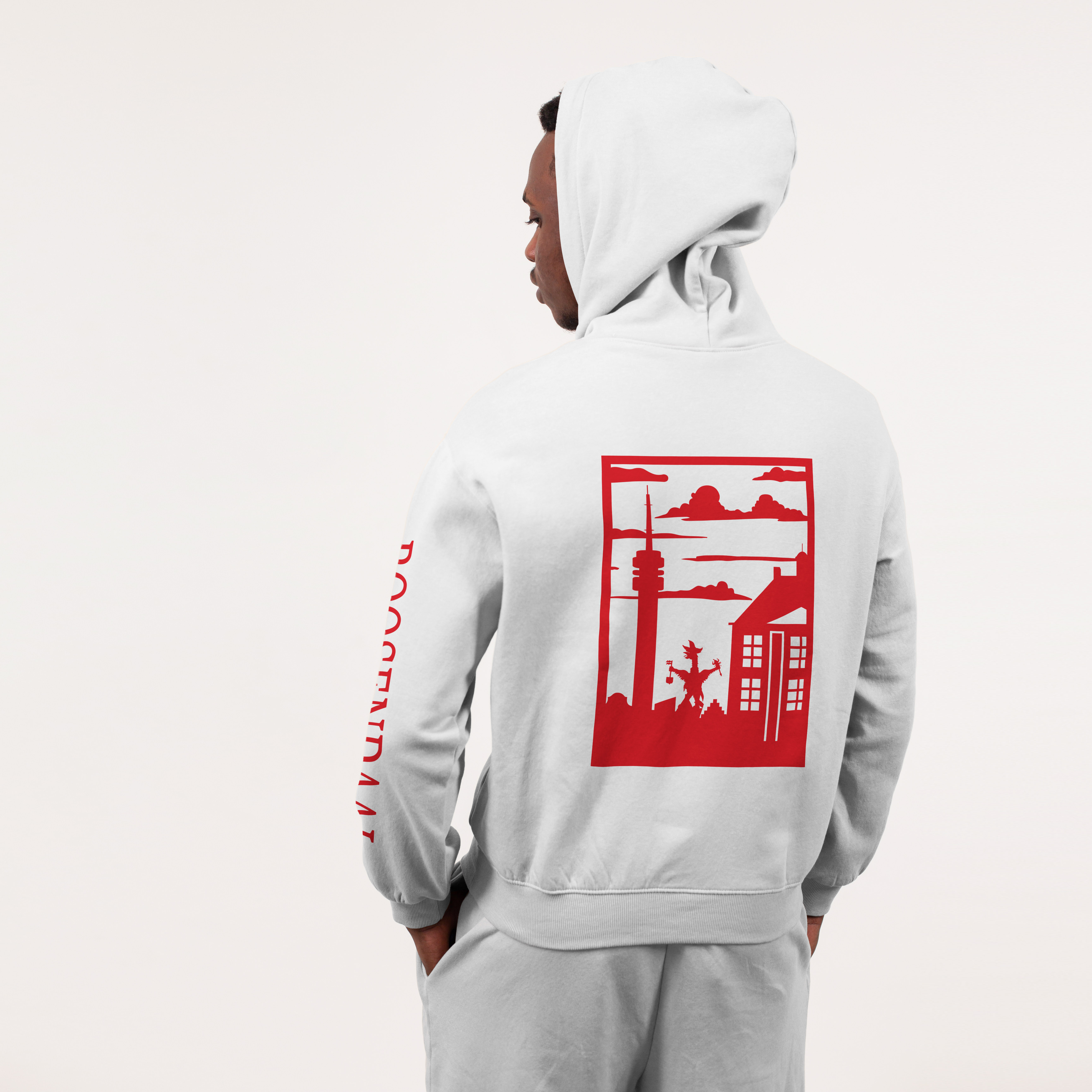 Roosendaal Hoodie Zwart - Rsd model hoodie wit vlak rood 1 - Roosendaal Hoodie   (14871)