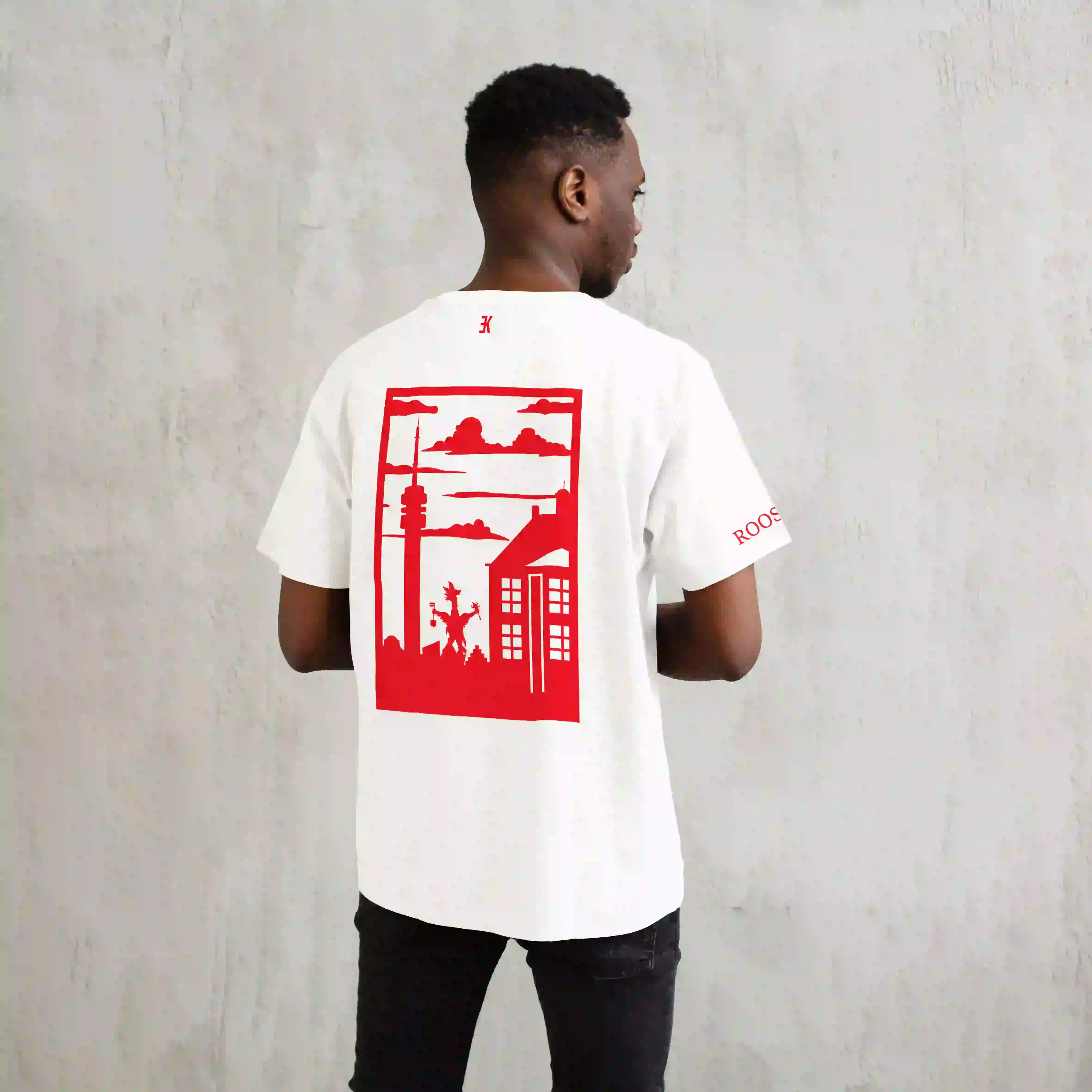 Roosendaal Shirt - Shirt wit model roosendaal rood vak 2 - Roosendaal shirt O14934