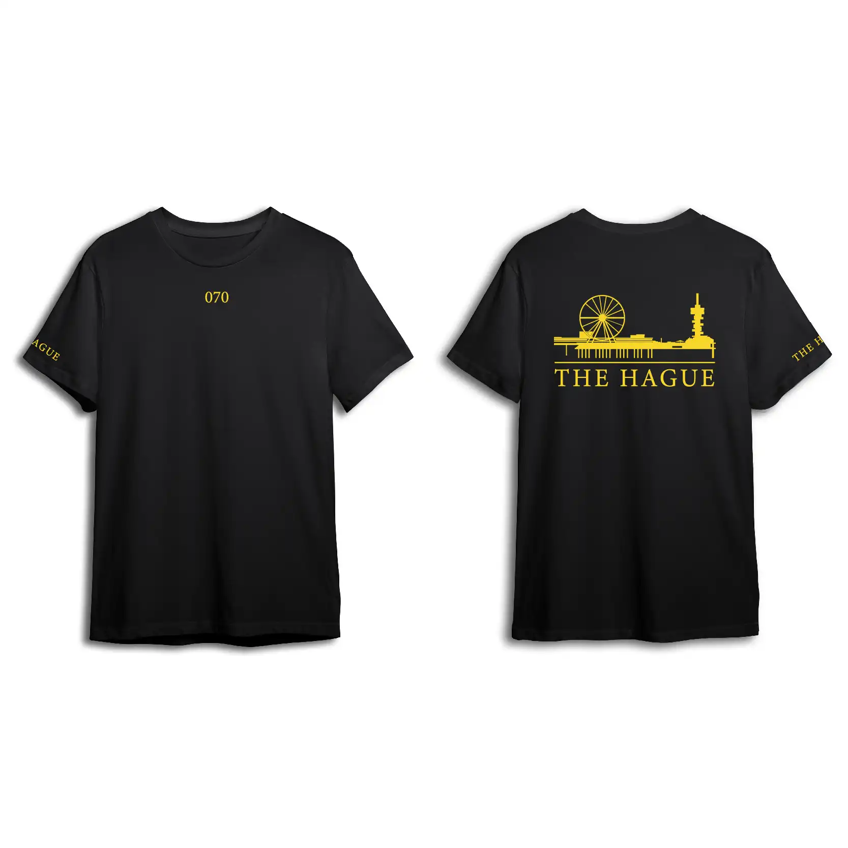 Skyline Den Haag Shirt - Shirt zwart denhaag opdruk geel skyline 3 - EK8203