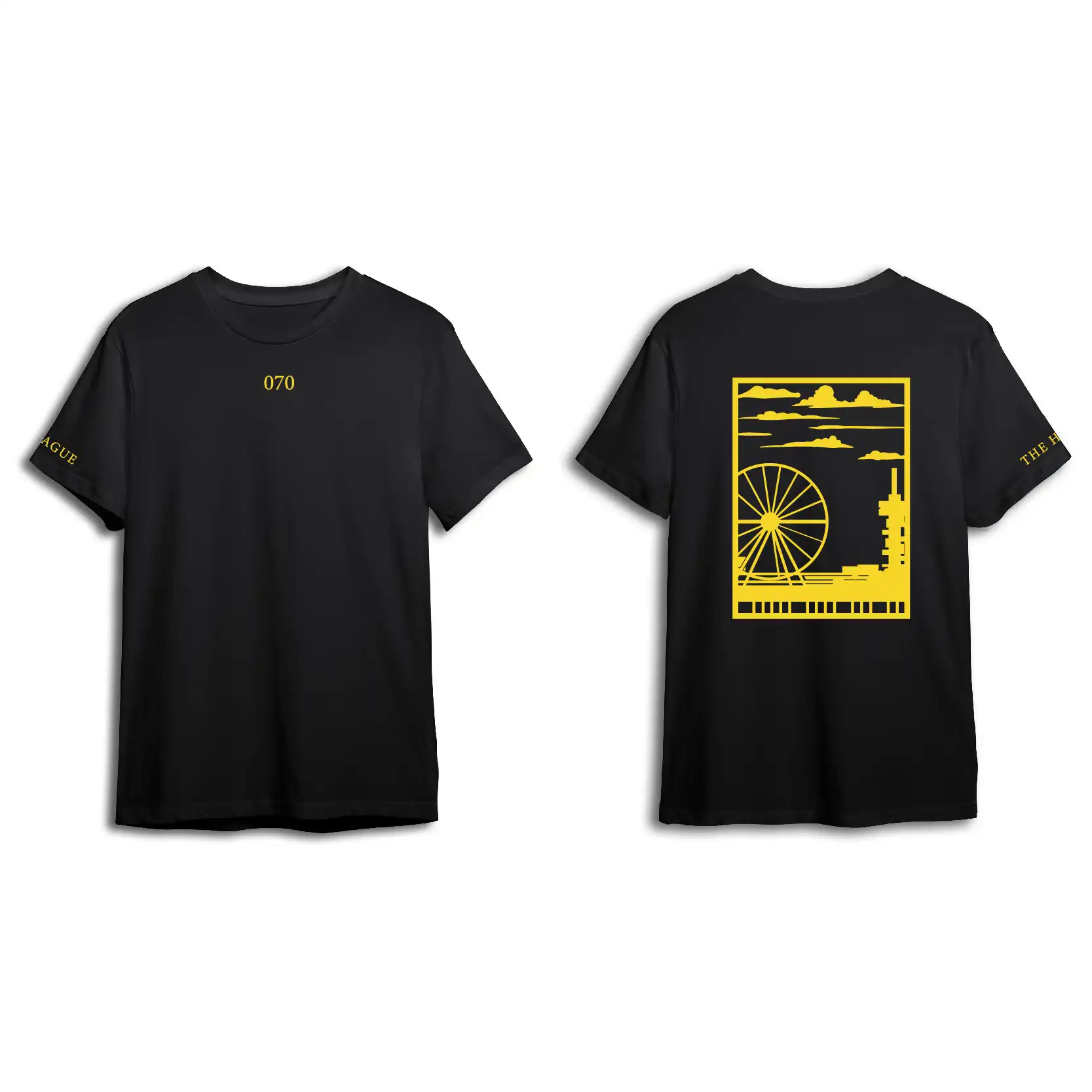 Den Haag Shirt - Shirt zwart denhaag opdruk geel vlak 1 - EK8201