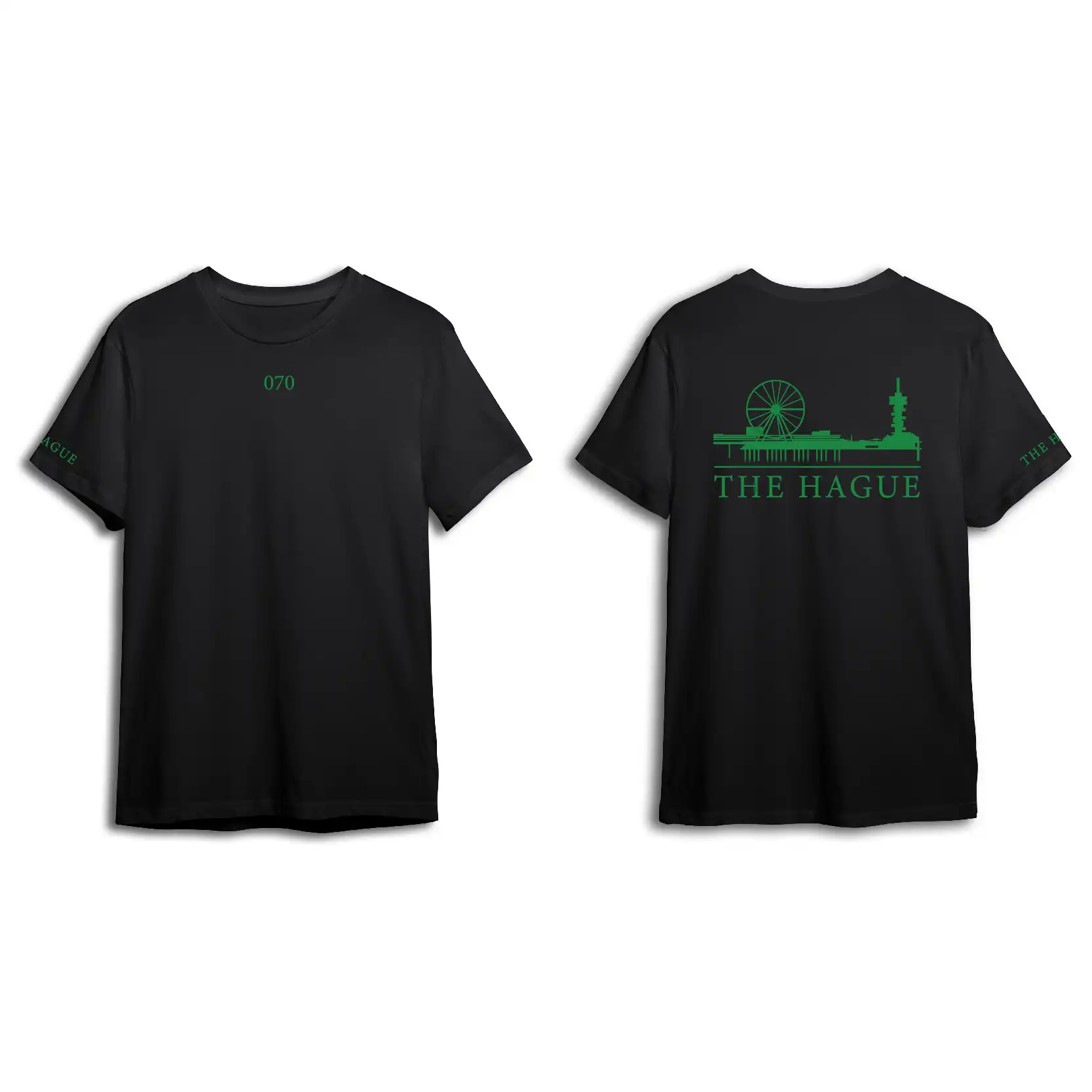 Skyline Den Haag Shirt - Shirt zwart denhaag opdruk groen skyline - EK8209