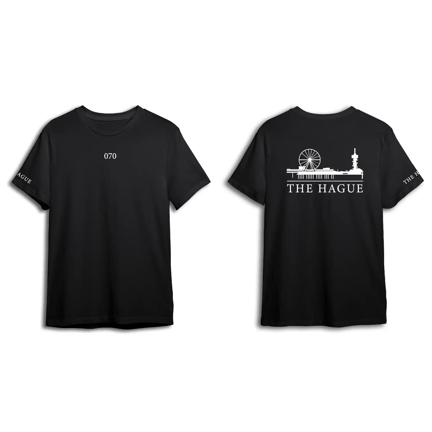 Skyline Den Haag Shirt - Shirt zwart denhaag opdruk skyline 4 - EK8205