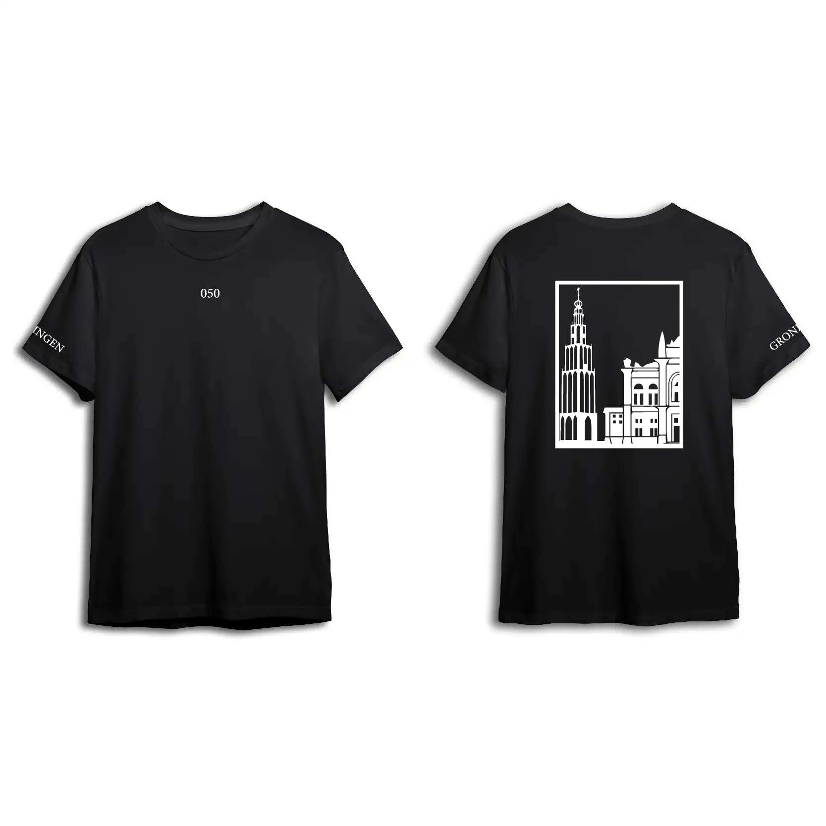 Groningen T-shirt - Shirt zwart groningen opdruk wit vlak 3 - Groningen Shirt O99441