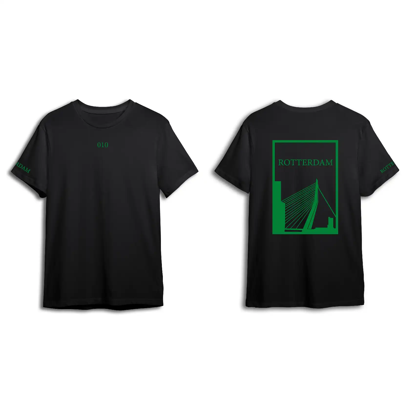 Rotterdam Shirt - Shirt zwart opdruk groen vlak 3 - Rotterdam Shirt O21479