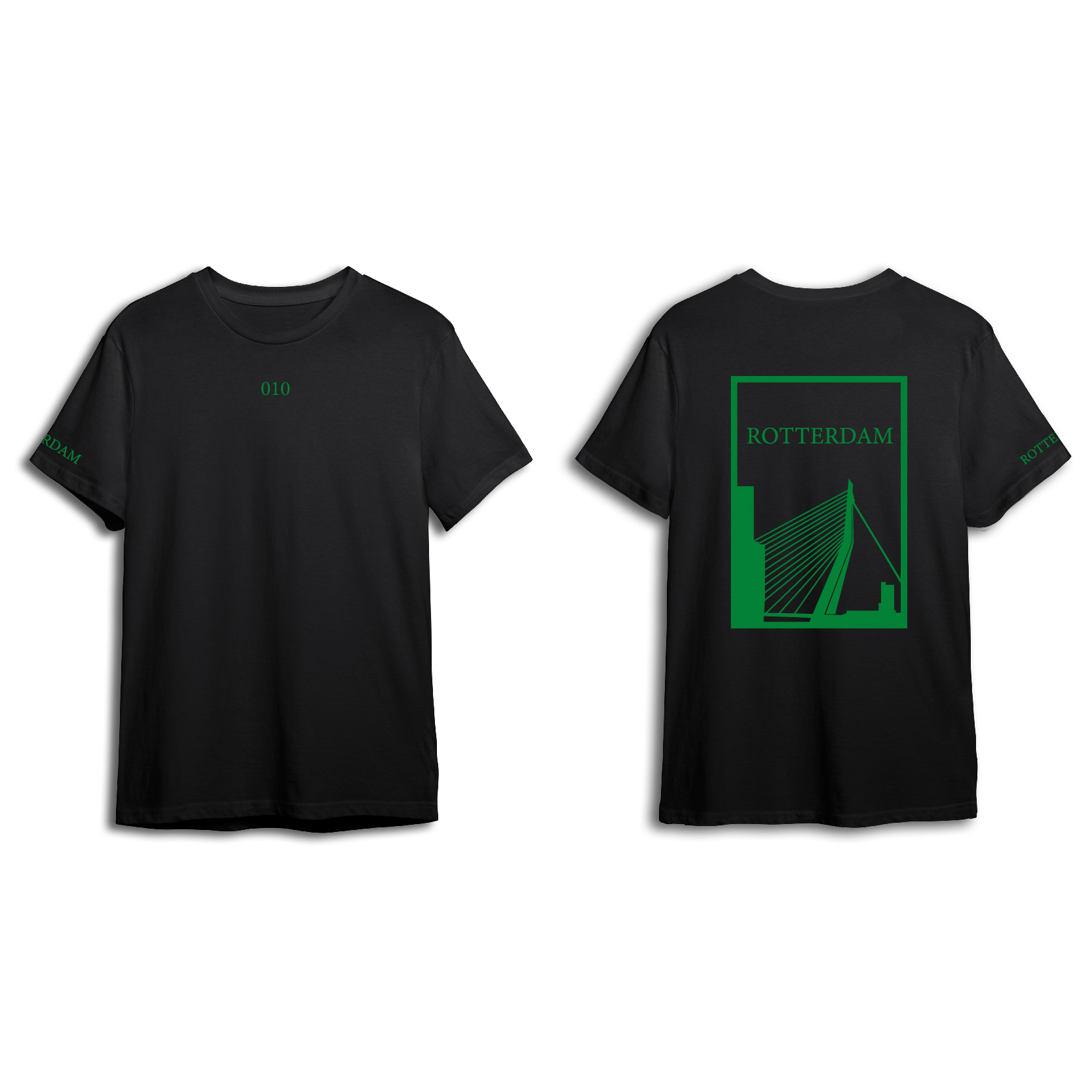 Rotterdam Shirt - Shirt zwart opdruk groen vlak - Rotterdam Shirt O24658