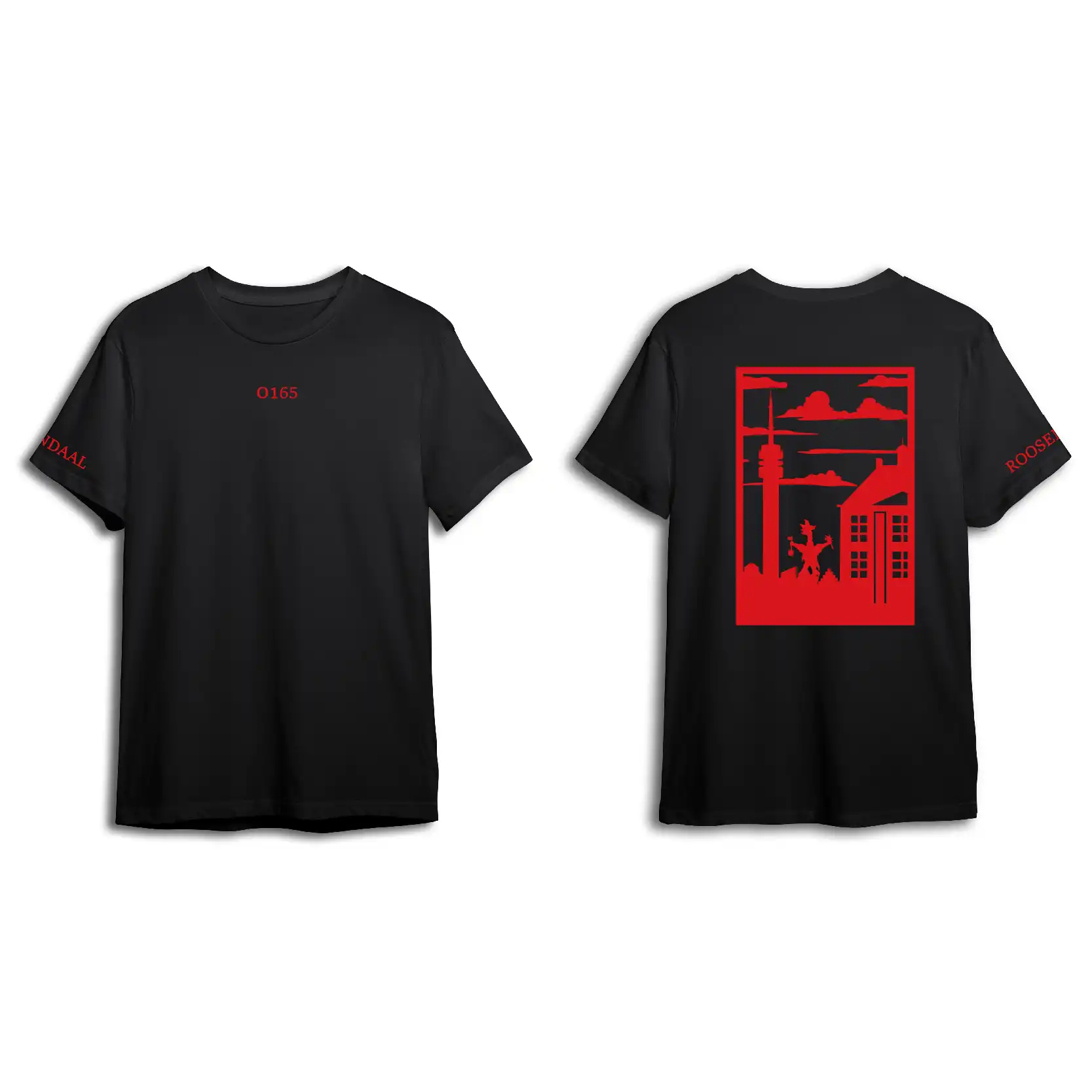 Roosendaal Shirt - Shirt zwart roosendaal opdruk rood vak 2 - Roosendaal shirt O14934