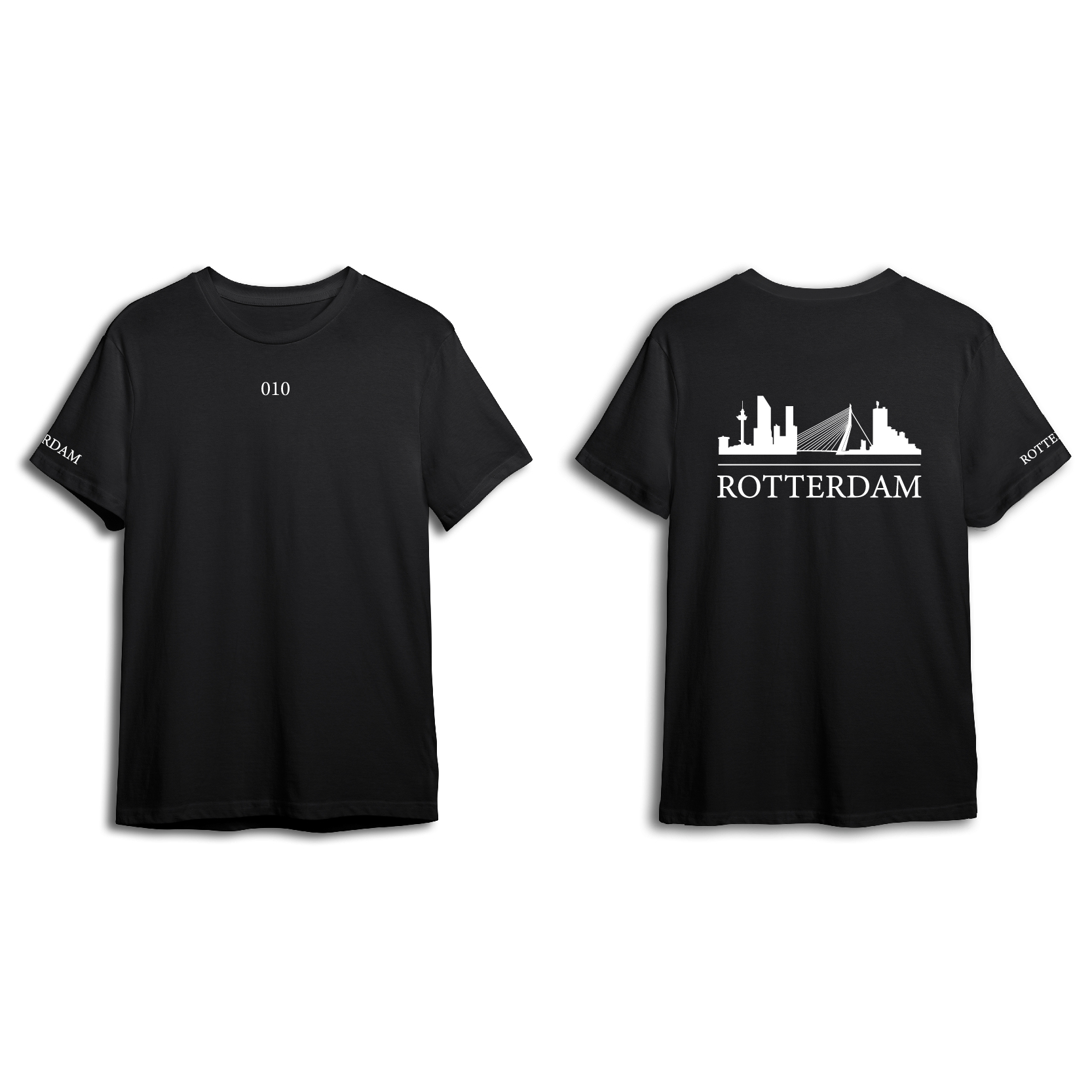 Skyline Rotterdam Shirt - Shirt zwart rotterdam opdruk wit skyline 4 - Skyline Rotterdam Shirt O24599