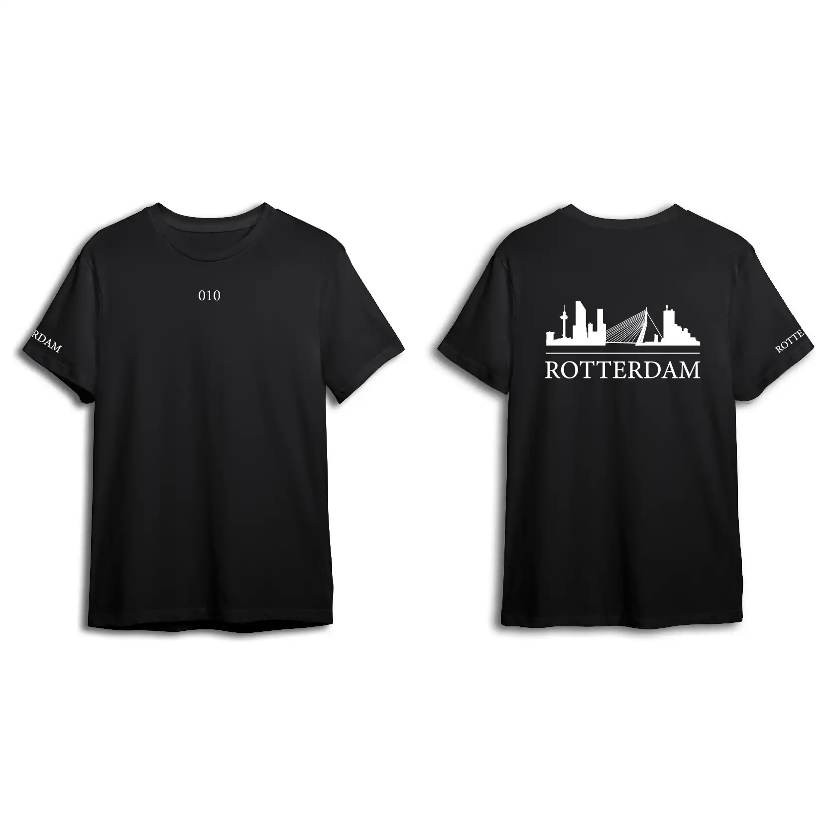 Skyline Rotterdam Shirt - Shirt zwart rotterdam opdruk wit skyline 6 - Skyline Rotterdam Shirt O21192