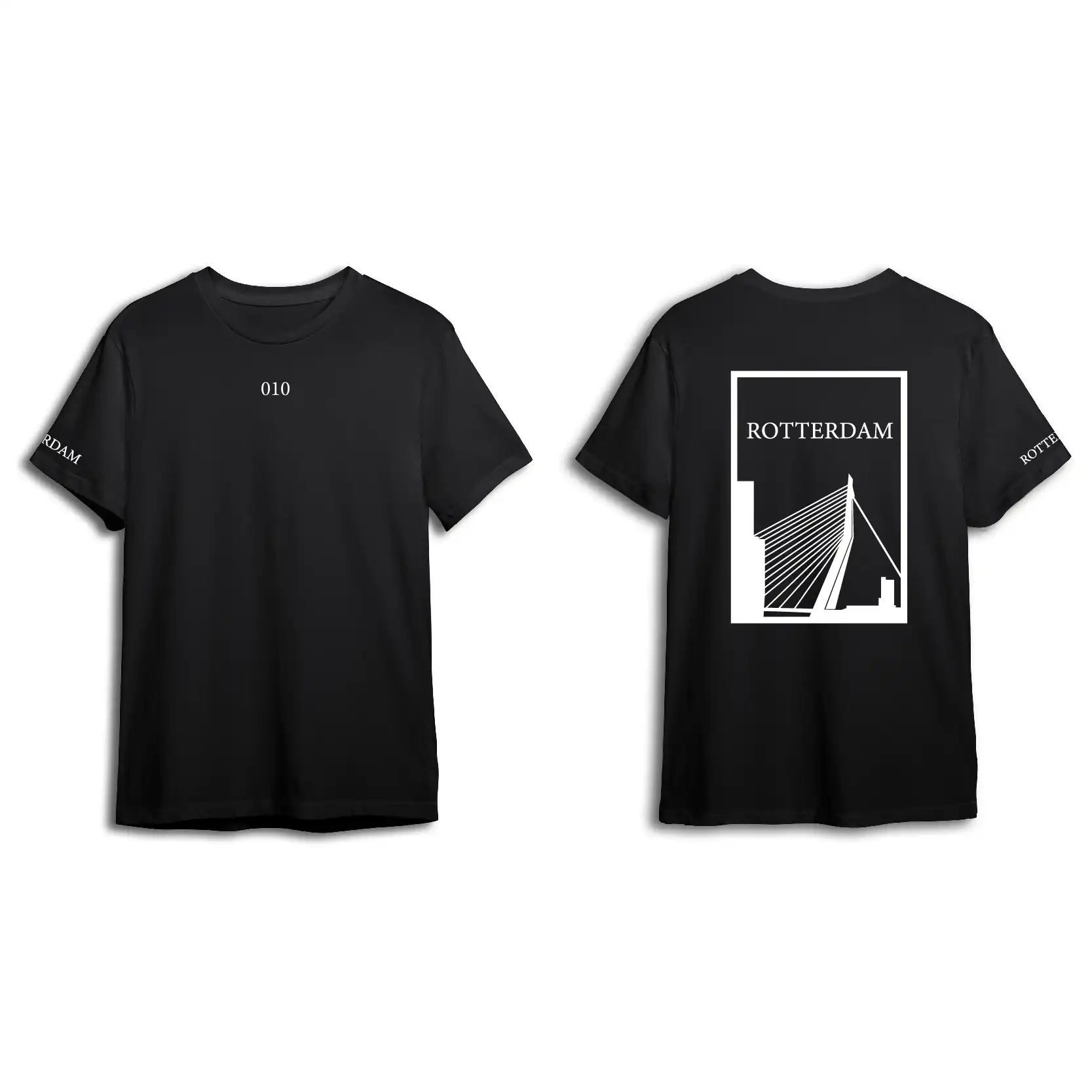 Rotterdam Shirt - Shirt zwart rotterdam opdruk wit vlak 4 - Rotterdam Shirt O21479