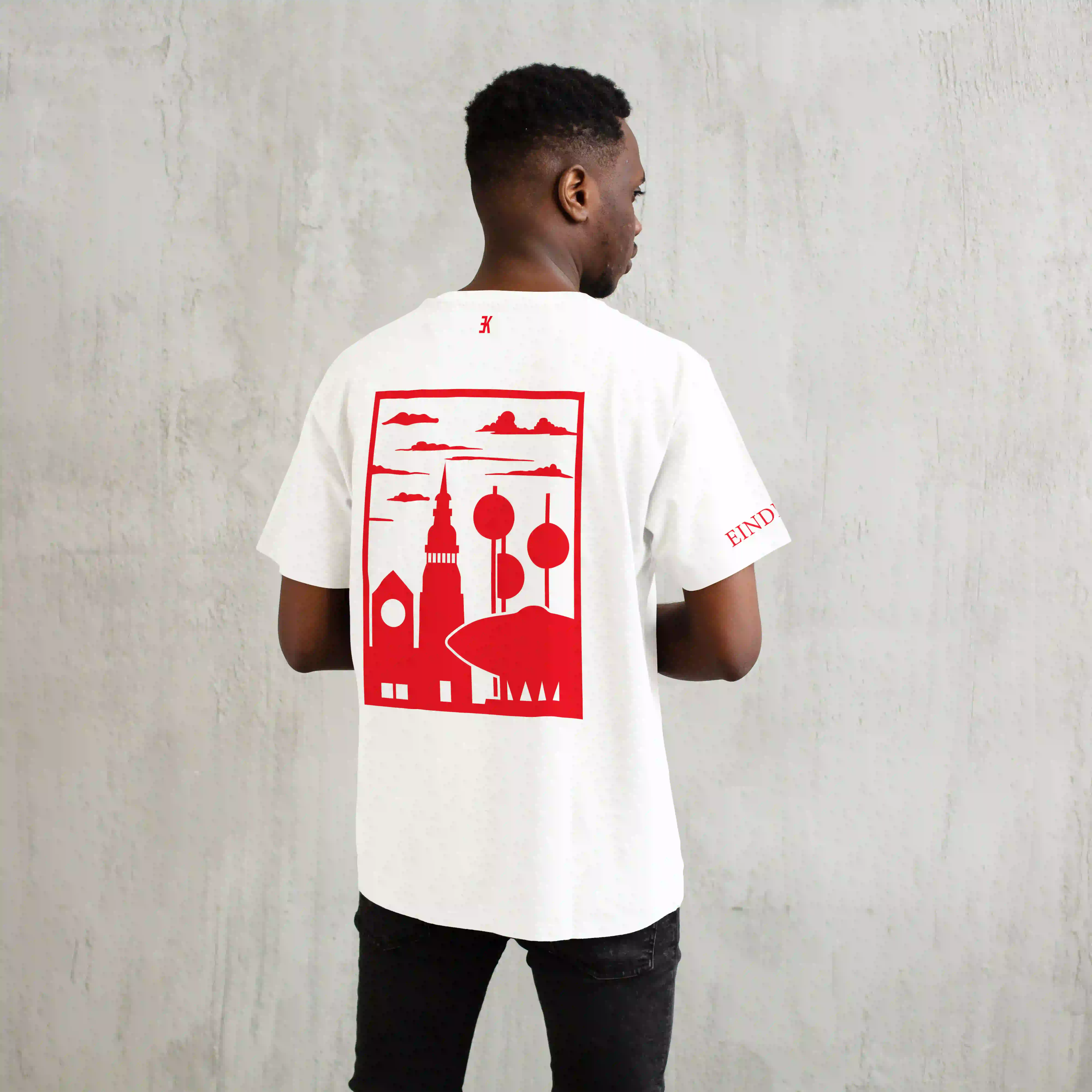 Eindhoven Shirt - T shirt wit eindhoven vlak rood 2 - EK8221