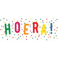 HOERA! Snoepblik - Dps label snoep blik 32x11cm hoera - HOERA! Snoepblik