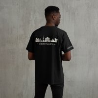 Groningen Skyline T-shirt - Groningen shirt zwart skyline wit 3 - Skyline Groningen O13777