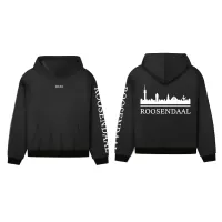 Skyline Roosendaal Hoodie - Hoodie zwart roosendaal opdruk wit skyline 3 - Skyline Roosendaal Hoodie  (14772)