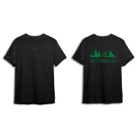 Skyline Rotterdam Shirt - Shirt zwart opdruk groen skyline 3 - Skyline Rotterdam Shirt O21192