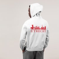 Skyline Utrecht Hoodie - Utrecht model hoodie wit skyline rood 1 - Skyline Utrecht Hoodie  (20864)