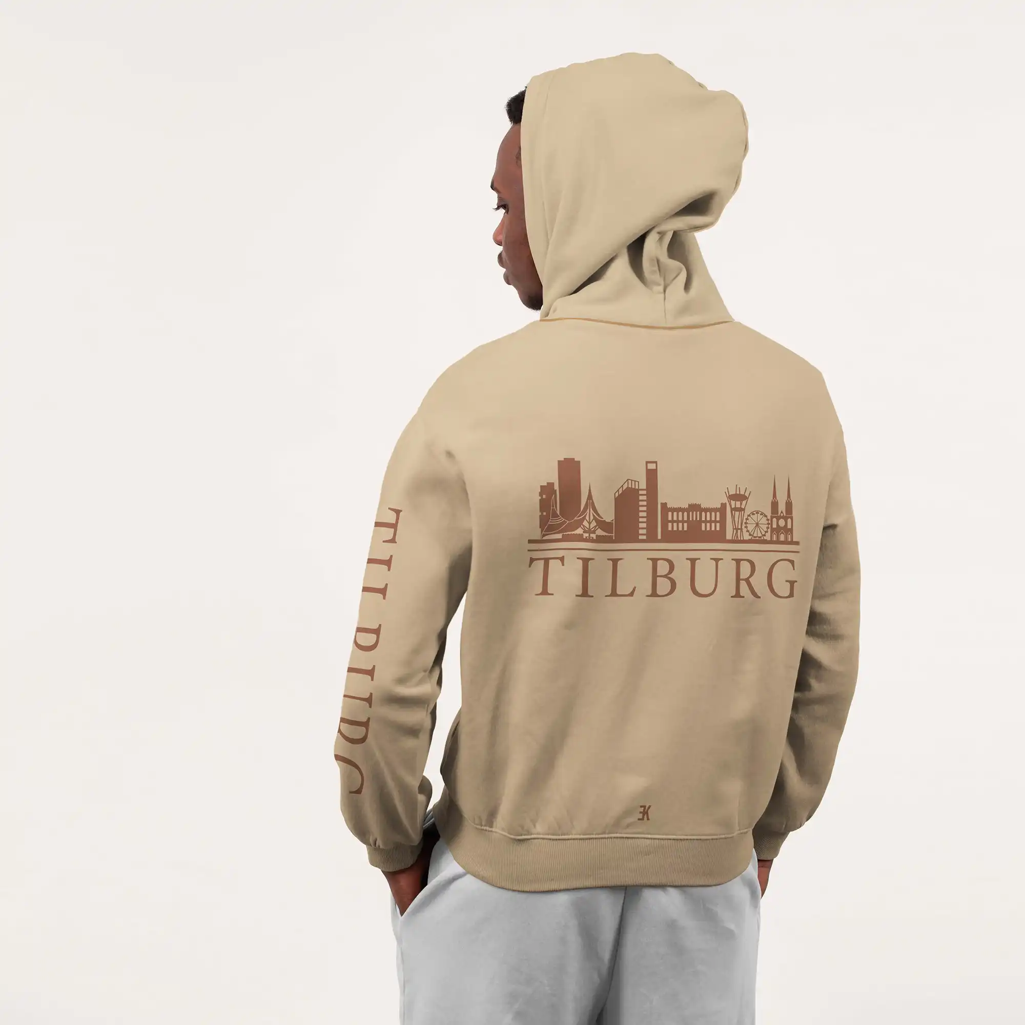 Skyline Tilburg Hoodie - Tilburg hoodie model beige skyline 1 - Skyline Tilburg Hoodie (18787)
