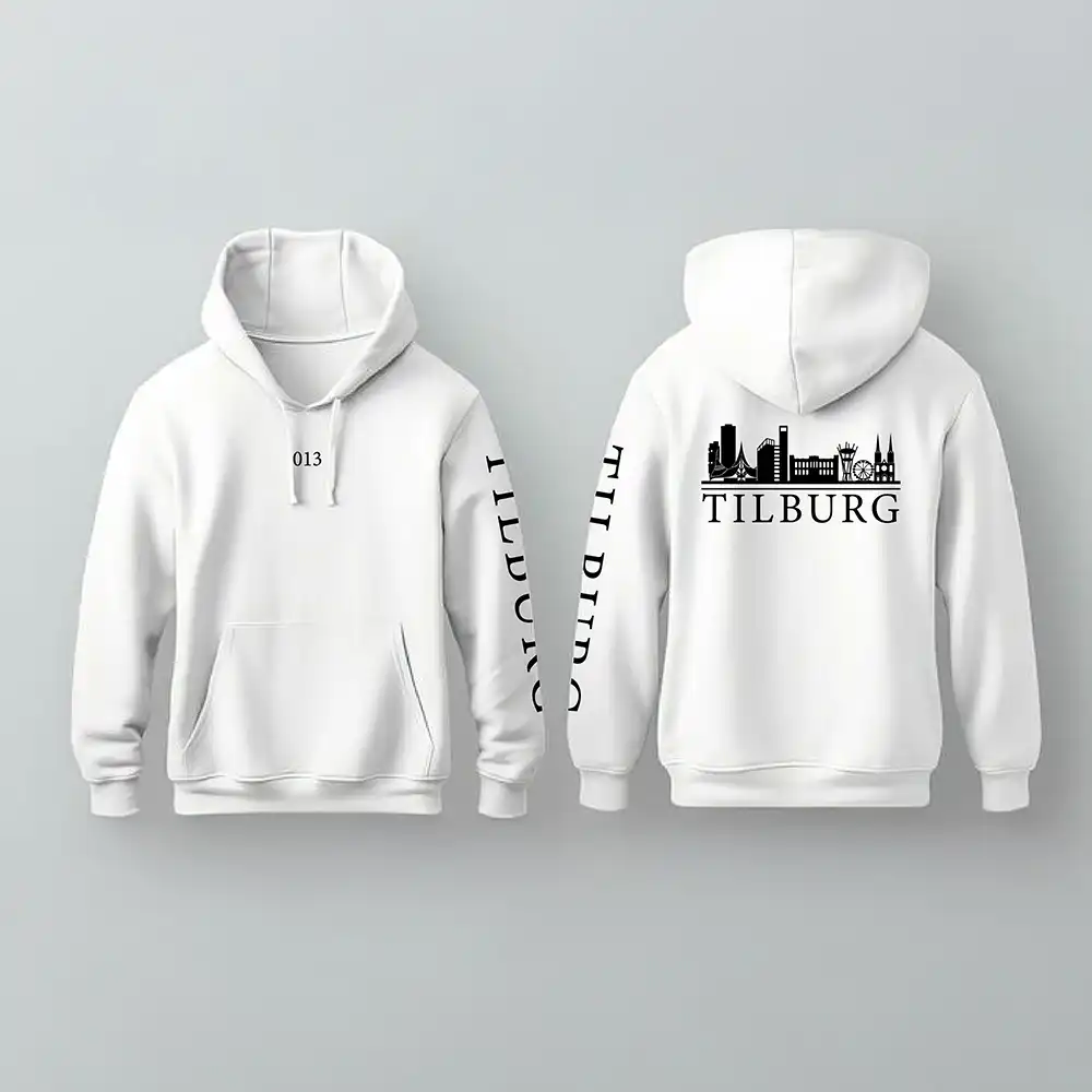 Skyline Tilburg Hoodie - Tilburg hoodie wit skyline zwart - Skyline Tilburg Hoodie