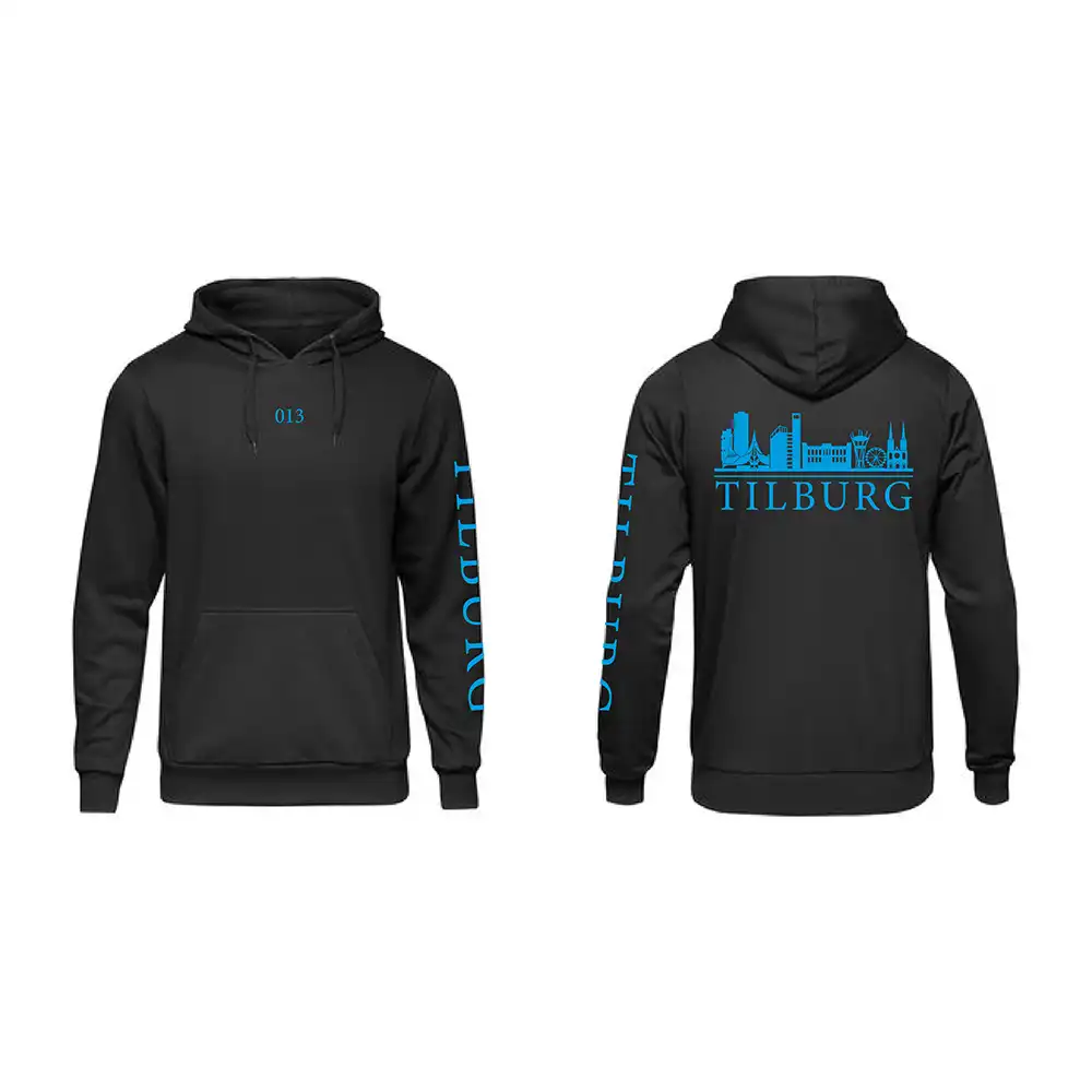 Skyline Tilburg Hoodie - Tilburg hoodie zwart skyline blauw - Skyline Tilburg Hoodie