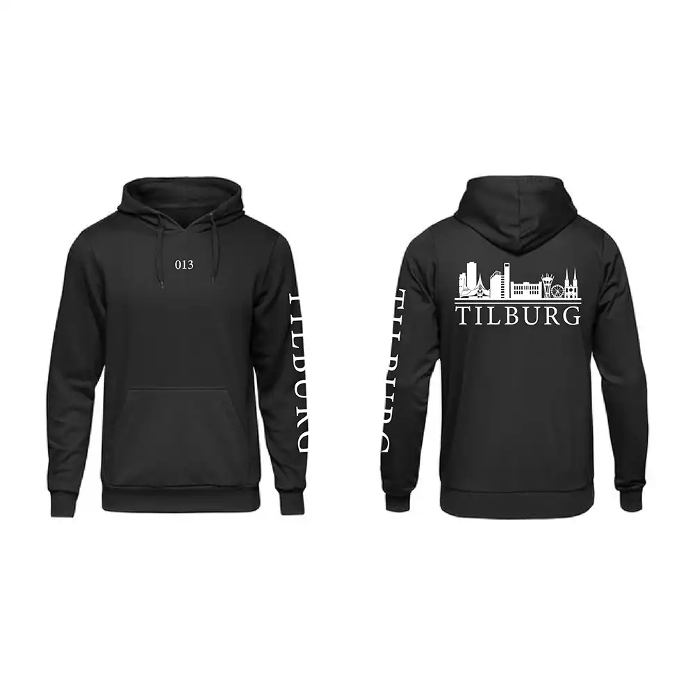 Skyline Tilburg Hoodie - Tilburg hoodie zwart skyline wit - Skyline Tilburg Hoodie