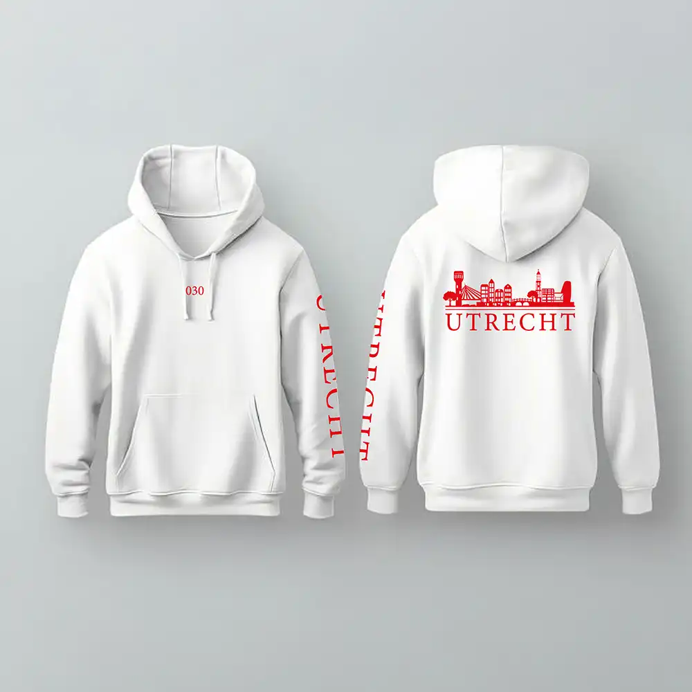 Skyline Utrecht Hoodie - Utrecht hoodie wit skyline rood 3 - Skyline Utrecht Hoodie (21623)
