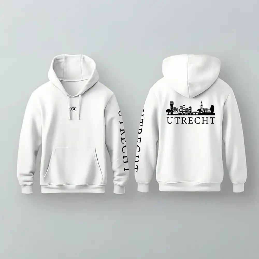 Skyline Utrecht Hoodie - Utrecht hoodie wit skyline zwart 1 - Skyline Utrecht Hoodie  (20864)