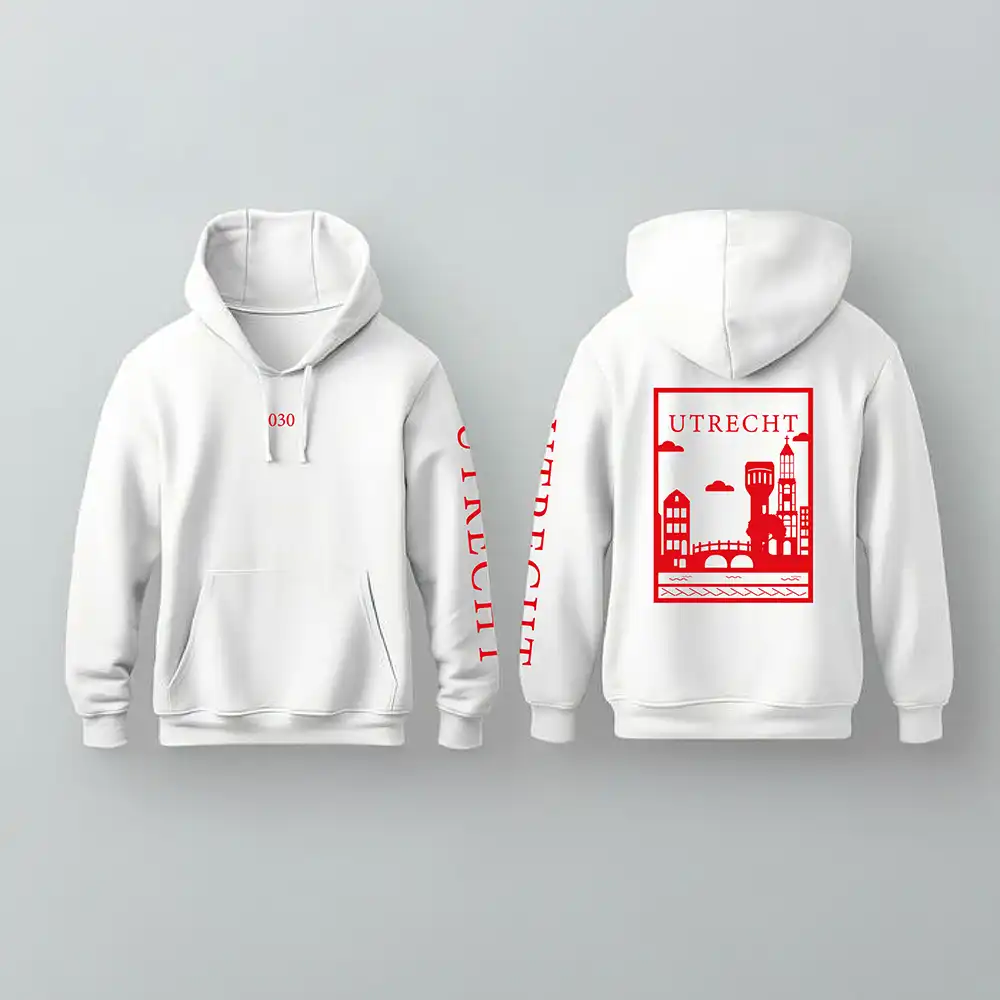 Utrecht Hoodie - Utrecht hoodie wit vlak rood 1 - Utrecht Hoodie 4635
