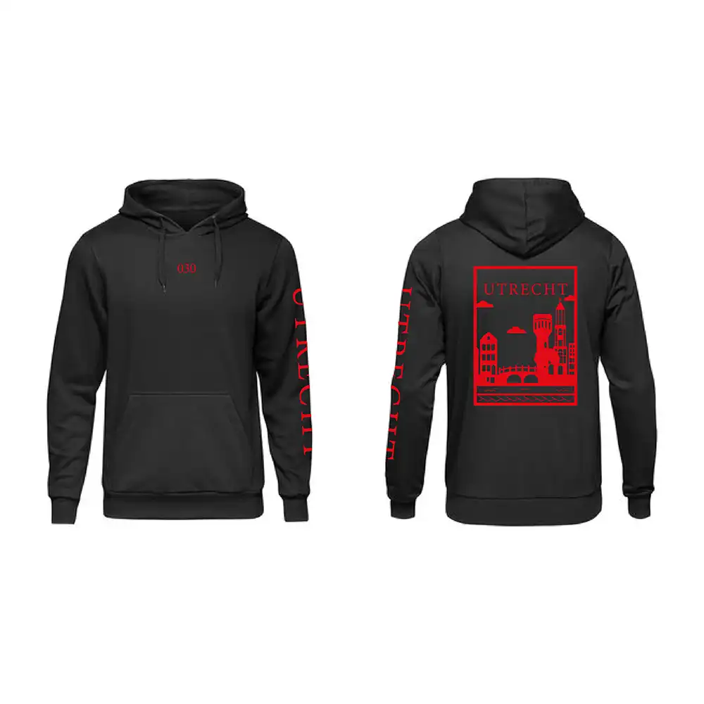 Utrecht Hoodie - Utrecht hoodie zwart vlak rood 5 - Utrecht Hoodie  (21335)