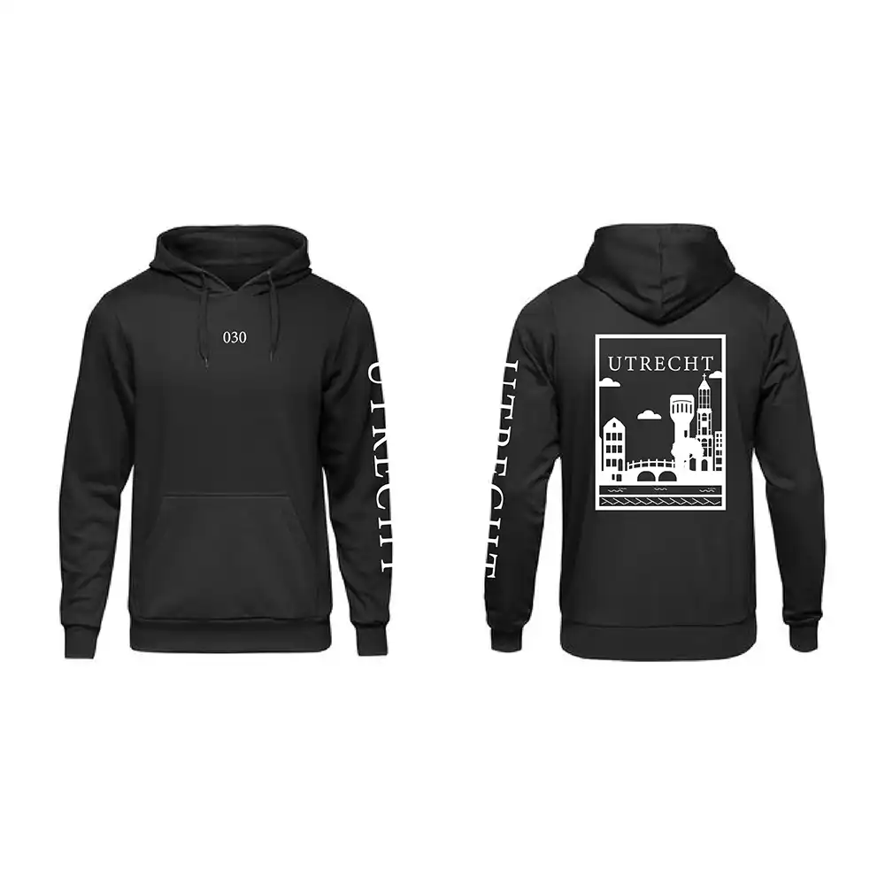 Utrecht Hoodie - Utrecht hoodie zwart vlak wit - Utrecht Hoodie 