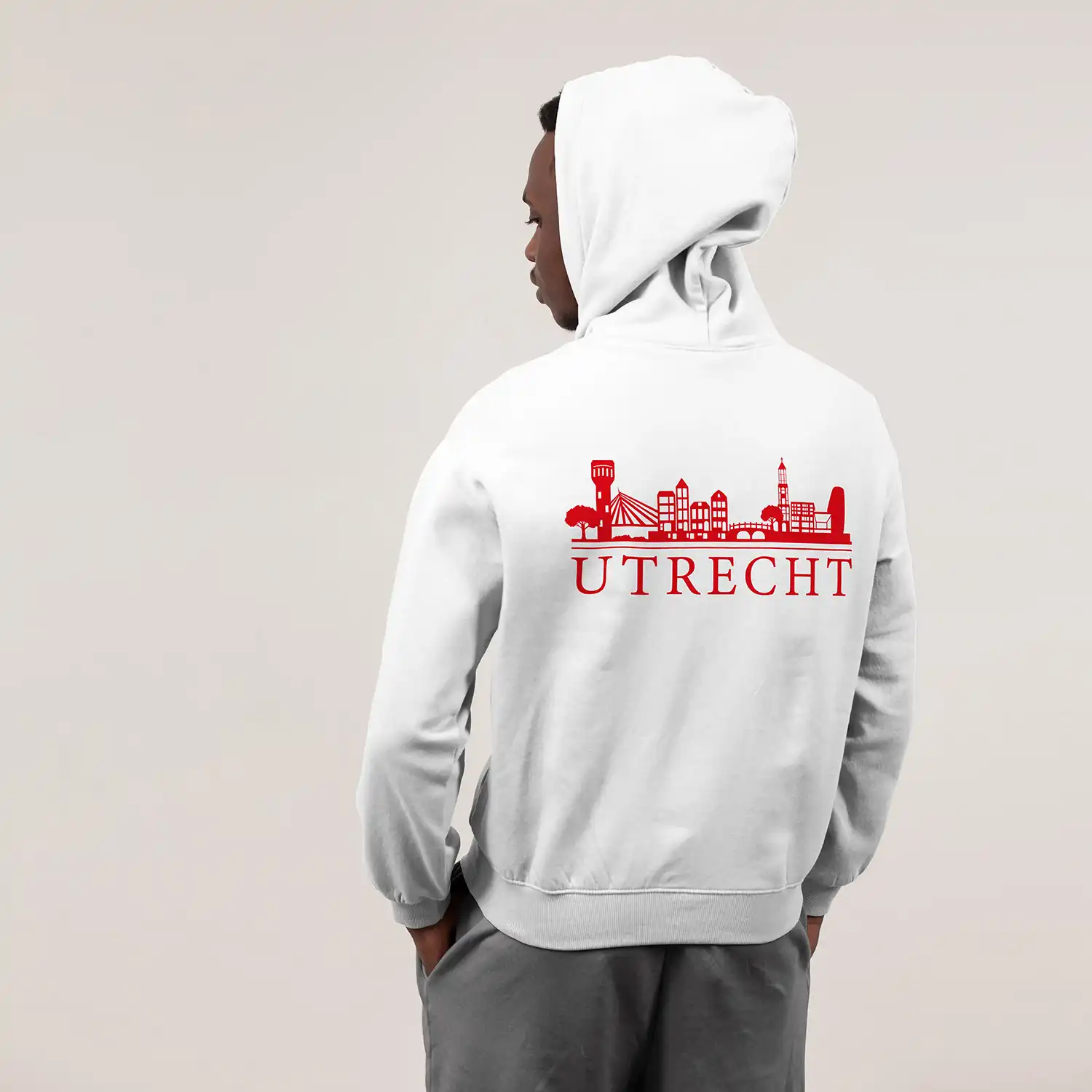 Skyline Utrecht Hoodie - Utrecht model hoodie wit skyline rood 4 - Skyline Utrecht Hoodie (21623)