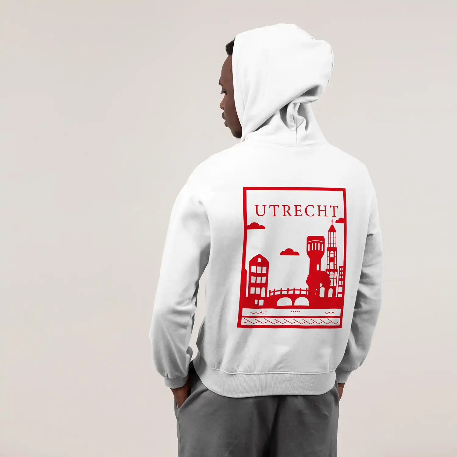 Utrecht Hoodie - Utrecht model hoodie wit vlak rood - Utrecht Hoodie 