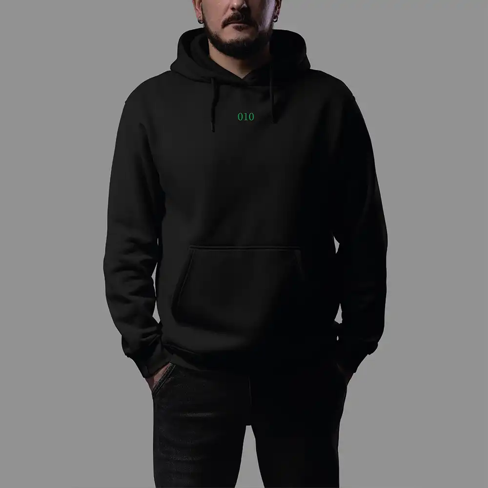 Skyline Rotterdam Hoodie - Vk hoodie zwart groen rotterdam 8 - Skyline Rotterdam Hoodie  (21551)